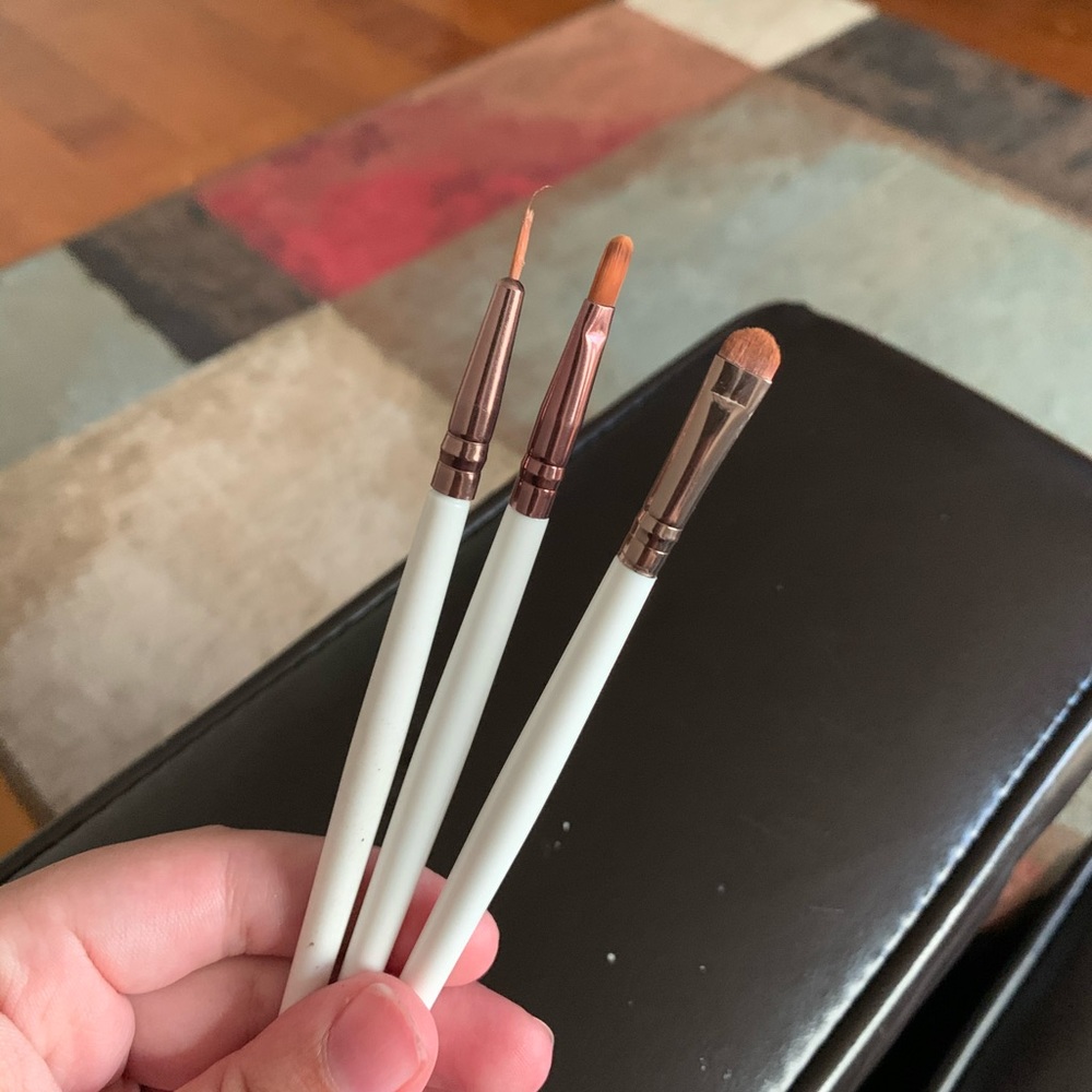 Set of three makeup brushes